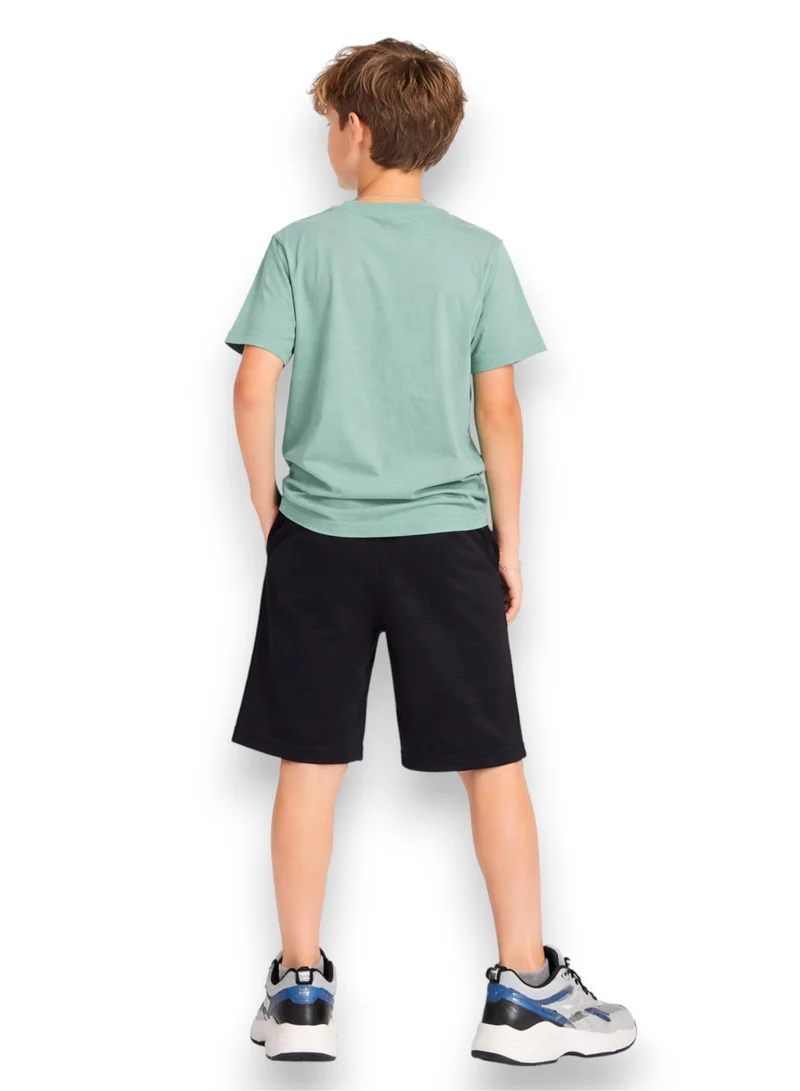 victor and jane Boys Basketball Graphic T-Shirt & Black Shorts Set
